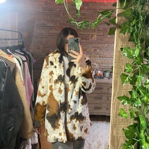 cow print fur coat